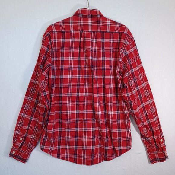 Ralph Lauren Jeans Co Red Plaid Shirt Long Sleeve Button Down Mens Large - Picture 3 of 10